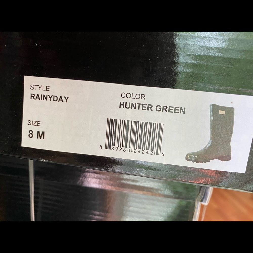 NIB Nicole Miller Rainy Day Rain Boot Hunter Green - Picture 7 of 8